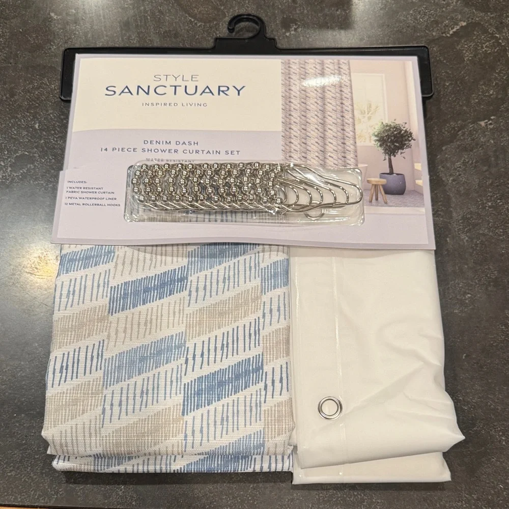Sanctuary Denim Dash Shower 14-Piece Curtain Set